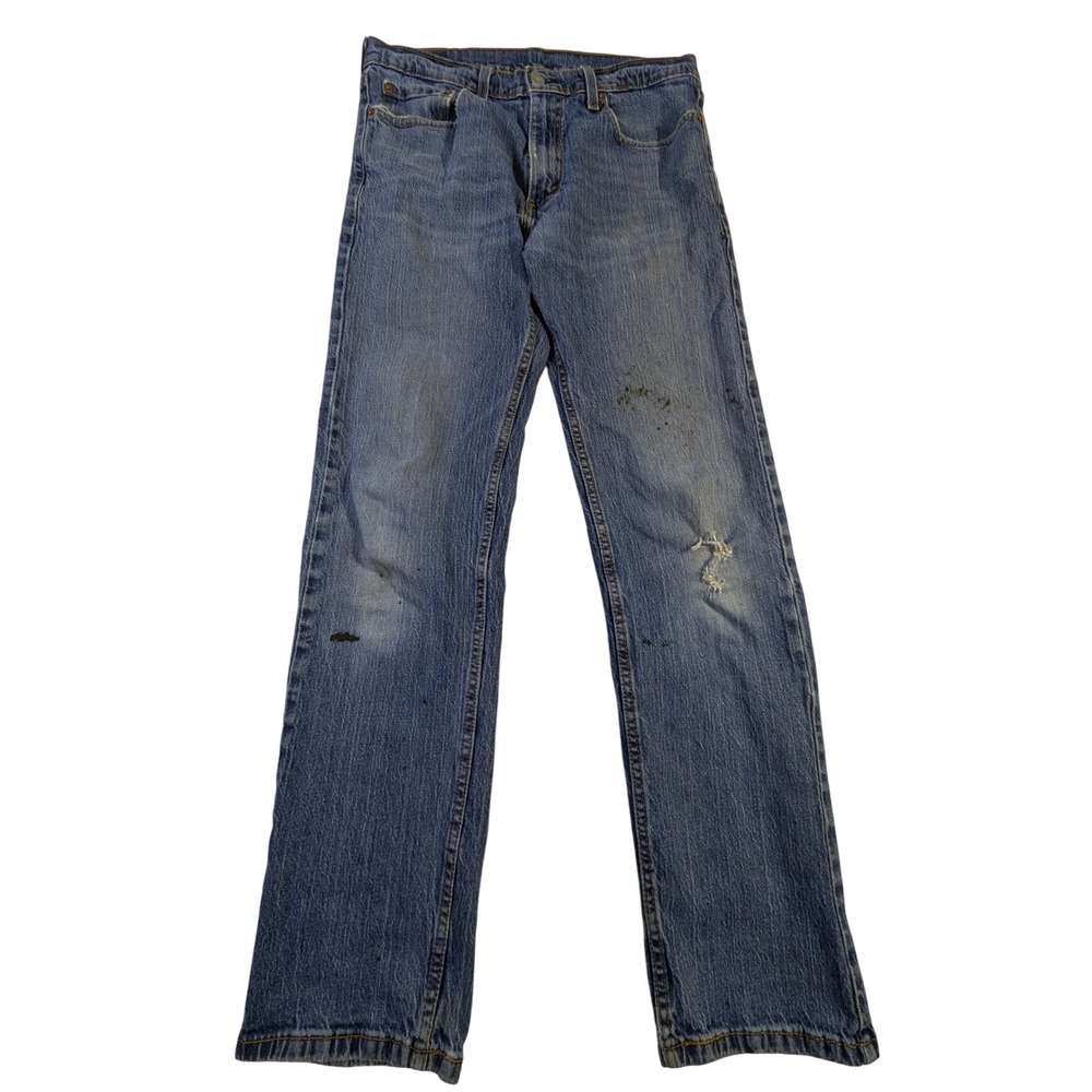 Levi's 505 Straight Leg Jeans 32x32 Blue Wash Distressed‎ READ